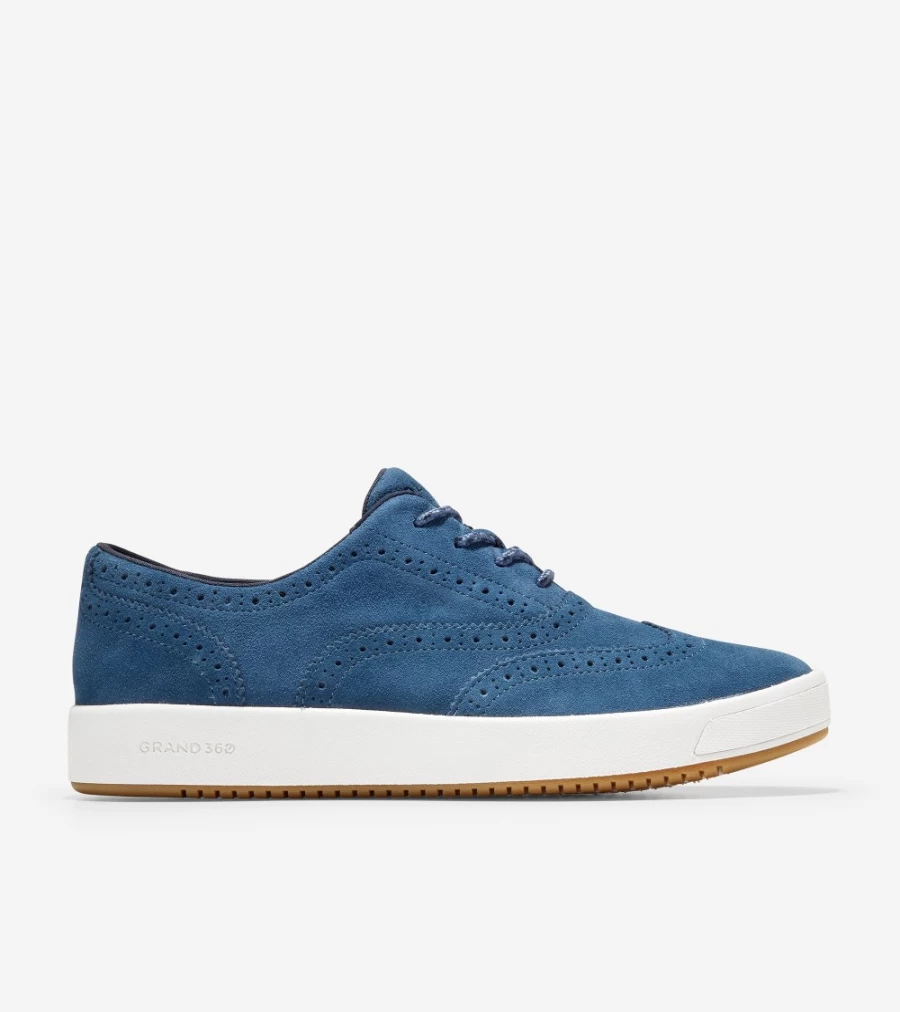 Cole Haan Women's Grandpro Finalist Oxford in Dark Denim Suede - Stylish & Comfortable Sneakers