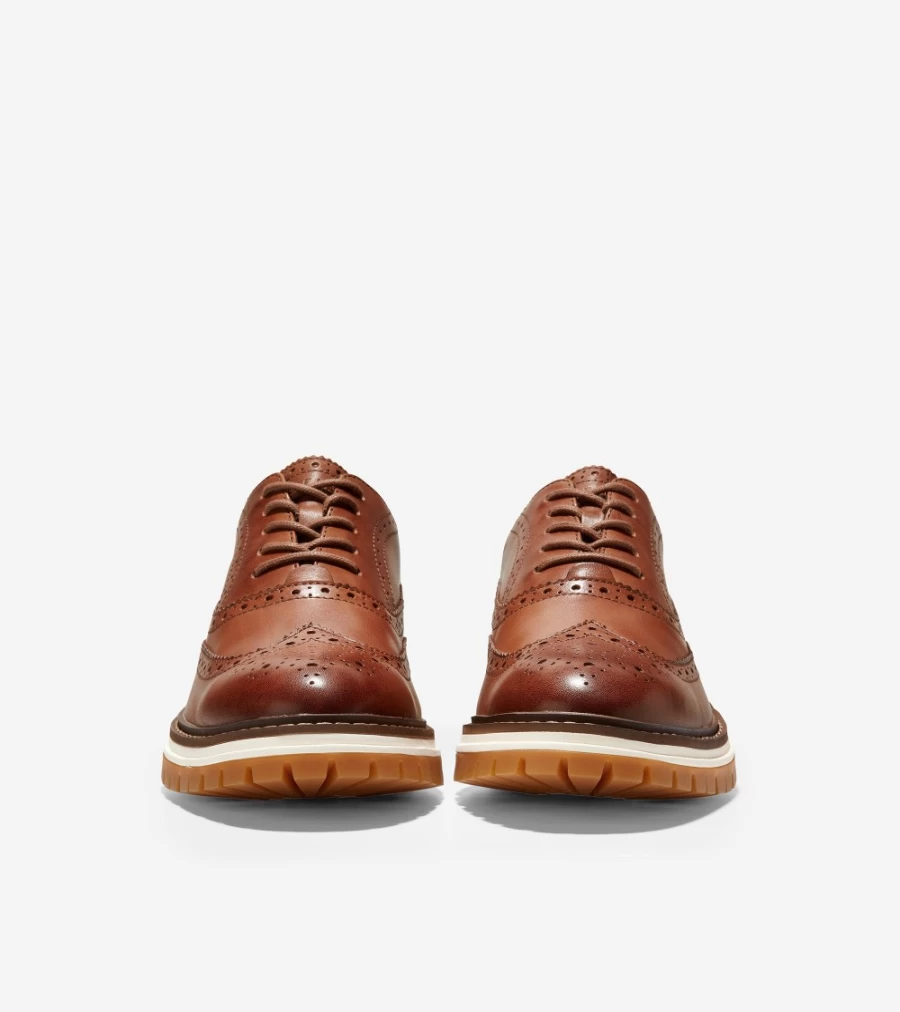 Cole Haan Men's British Tan Leather Wingtip Oxford Shoes Featherfeel Comfort