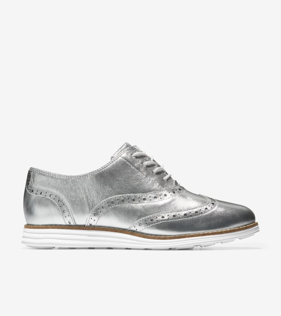 Cole Haan Women's Silver Originalgrand Wingtip Oxford Shoes