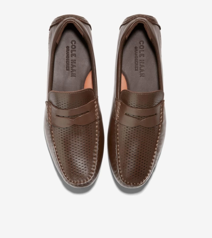 Cole Haan Men's Grand Laser Penny Driver Loafers in Truffle-Java - Classic Comfort Slip-On Shoes