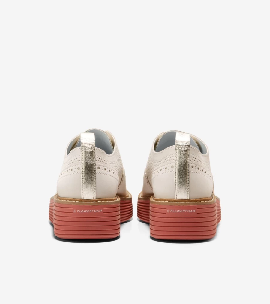 Cole Haan Women's Egret-Cinnabar Originalgrand Platform Wingtip Oxford Shoes